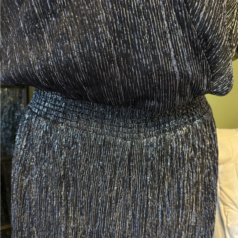 NEW NWT Banana Republic XL Metallic wide leg Jumpsuit V-neck Pants - Picture 7 of 16